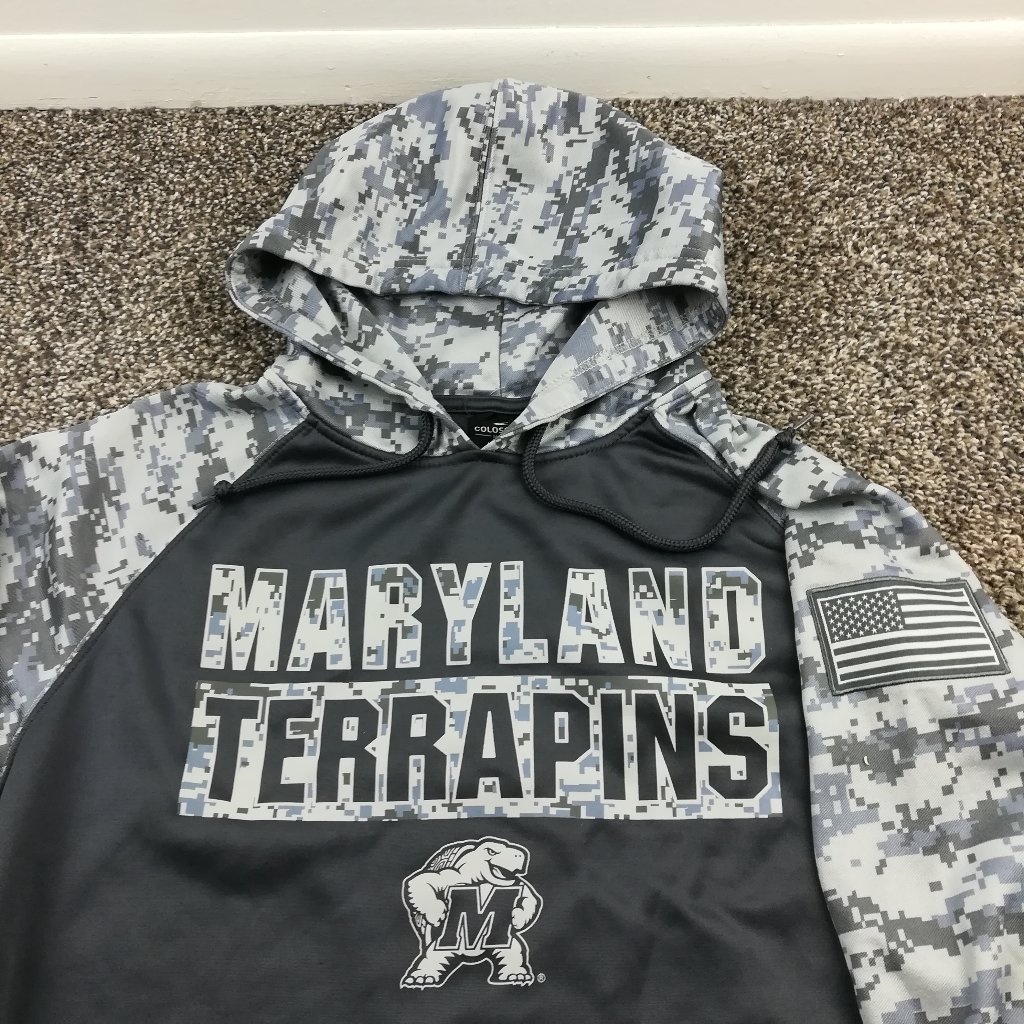 Maryland Terrapins Hoodie Colosseum Digi Camo Fleece Lined Sweatshirt Mens Large